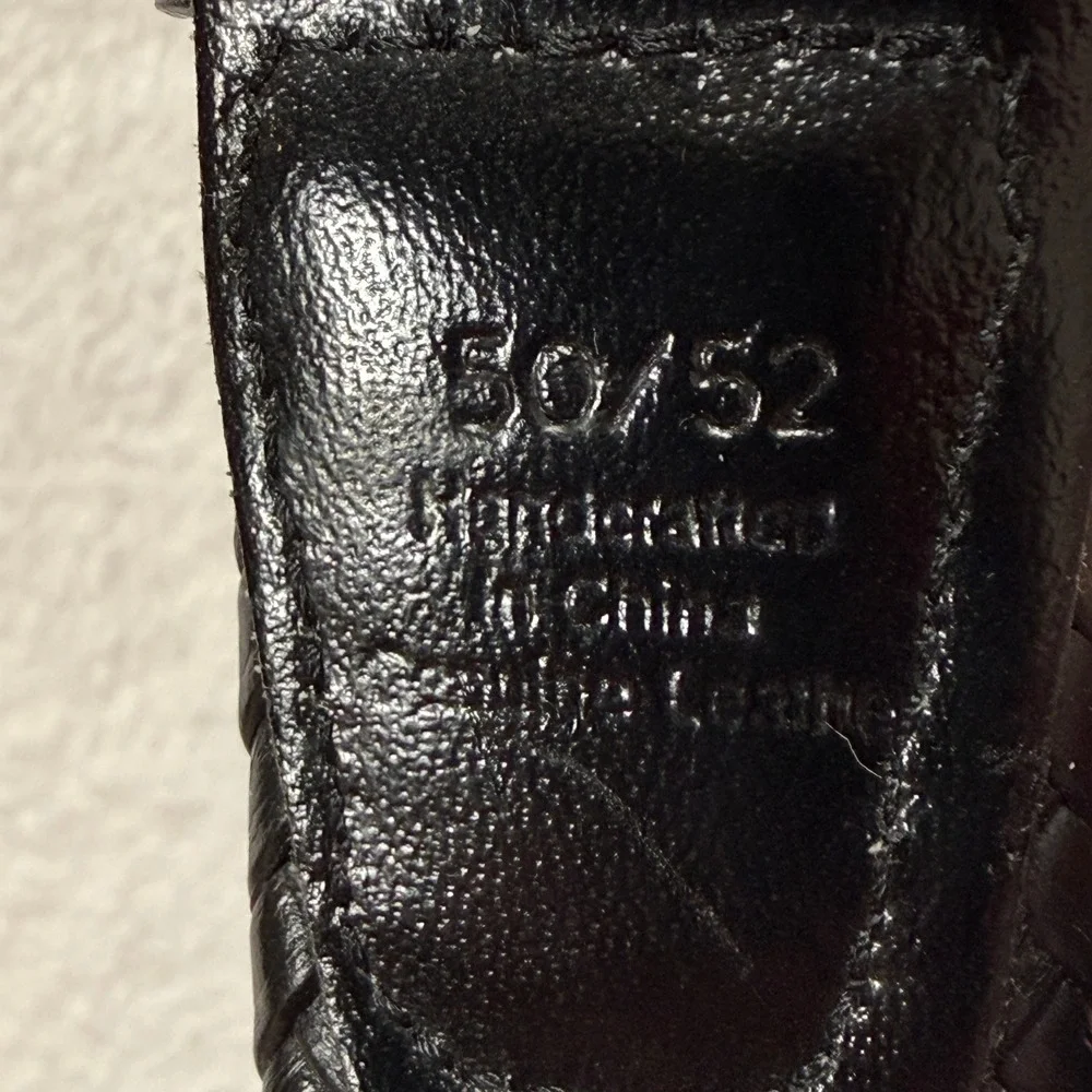 Geoffrey Beene Mens Braided Leather Belt 50/52 Black Classic Professional